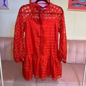 English Factory Red Checkered Dress